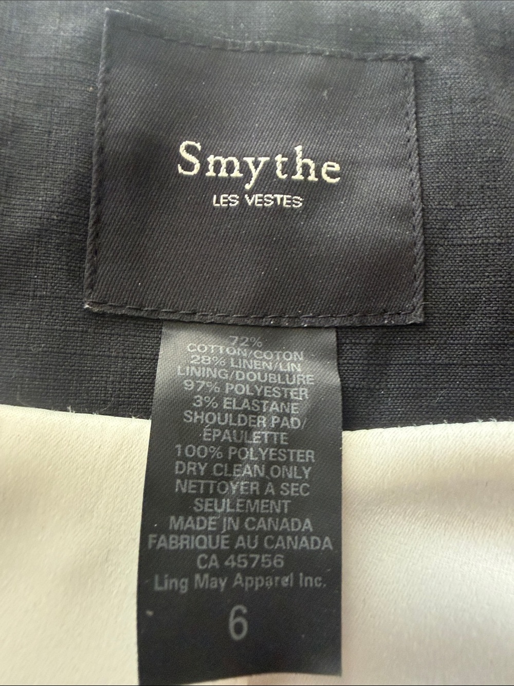 Smythe Charcoal Cropped Double-Breasted Pea Coat with Gold Buttons - Picture 3 of 4